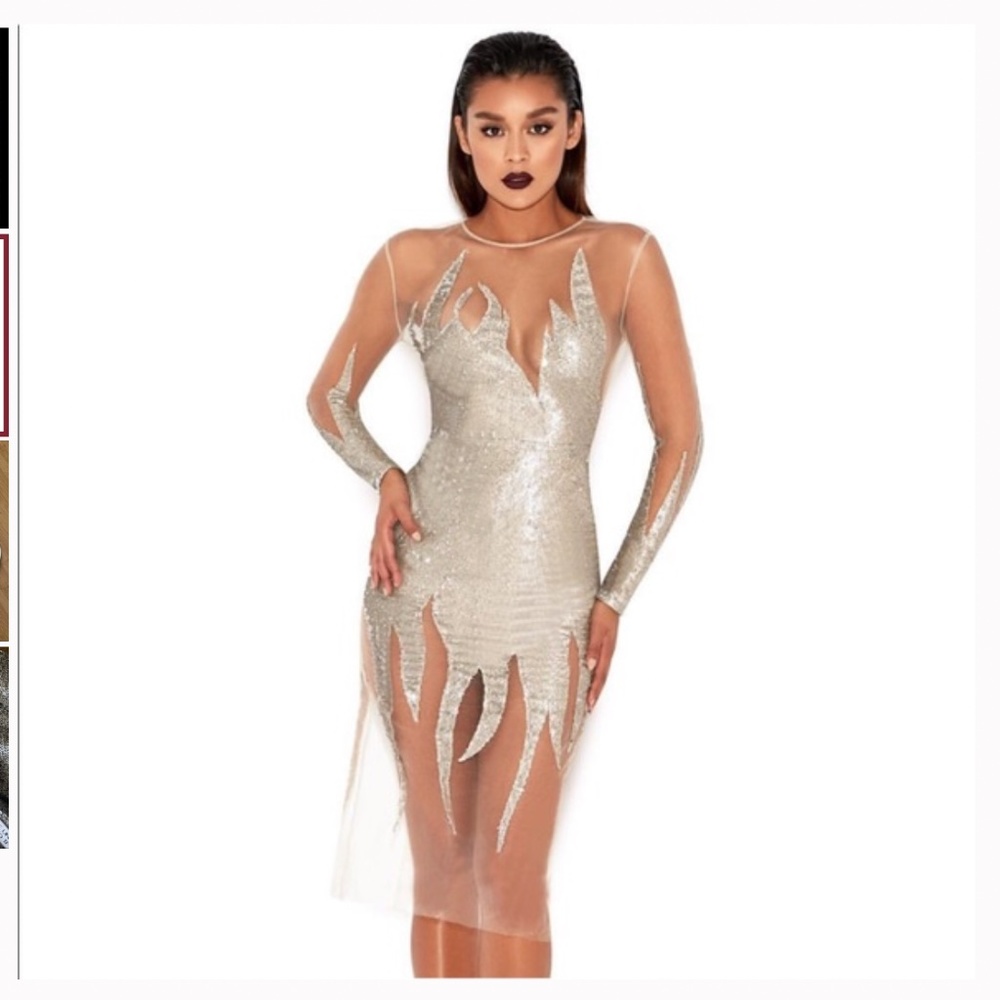 House Of CB, 'Maxim' Sequin Flame Mesh Dress, Size S